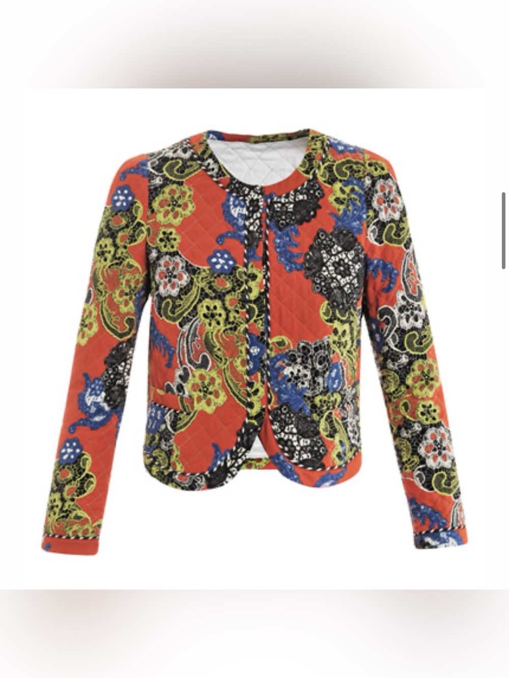 MSGM Quilted Cropped Paisley Lace Print Jacket